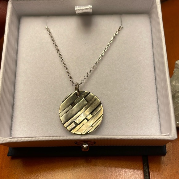 Sterling Silver Artisan Fused Circle Necklace - Picture 2 of 5